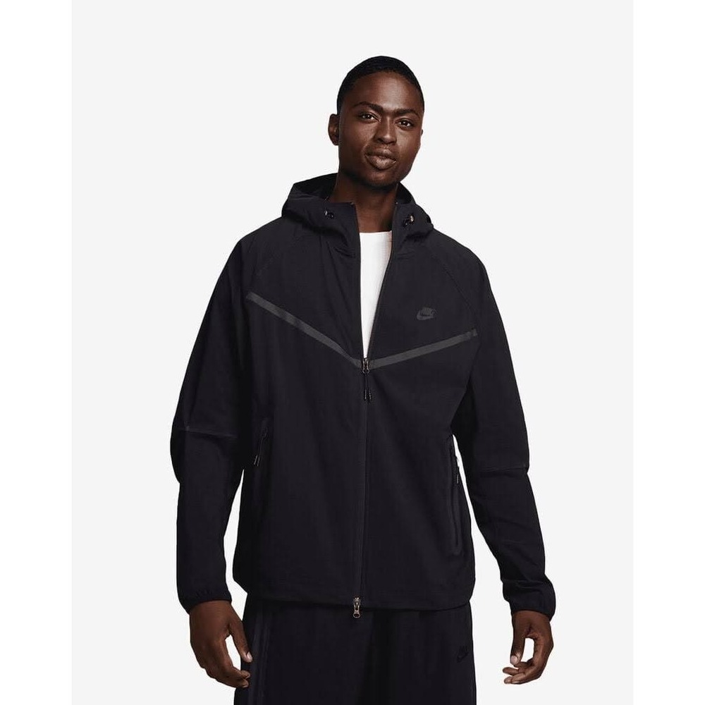 Mens Size M Nike Windbreaker Jacket Tech Woven Hooded Full Zip Black HM7151-010